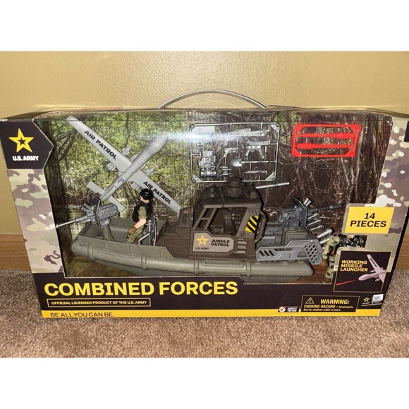 U.S. Army Combined Forces Jungle & Air Patrol Boat & Drone Set Toy New In Box - Picture 1 of 8